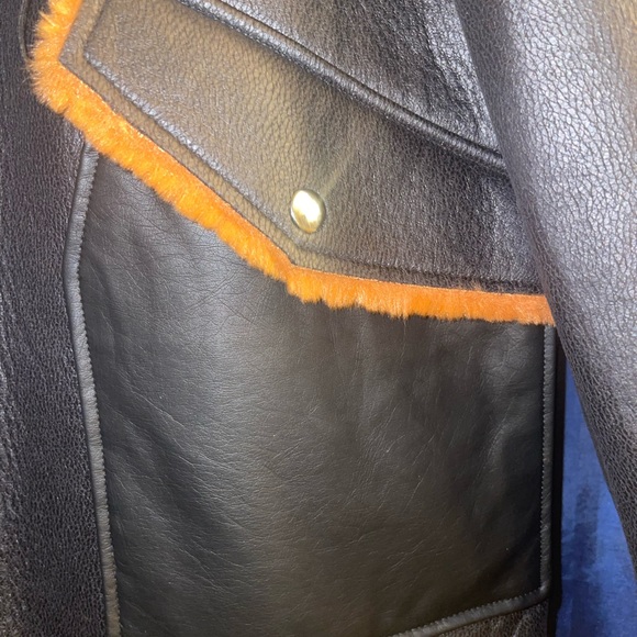 BoohoMan Leather Jacket W/ Fur - Picture 4 of 12